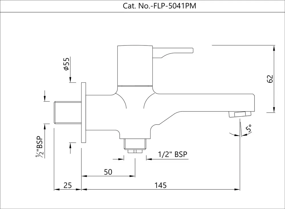 Jaquar 2 Way Bib Tap with Wall Flange Florentine Prime series FLP-BLM-5041PM Black Matt - image 2