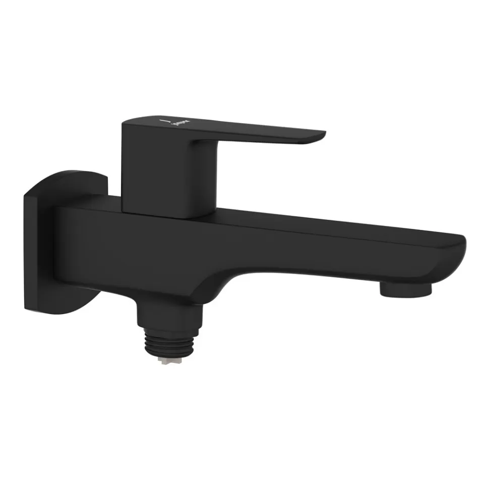 Jaquar 2 Way Bib Tap with Wall Flange Kubix Prime series KUP-BLM-35041PM Black Matt - image 1