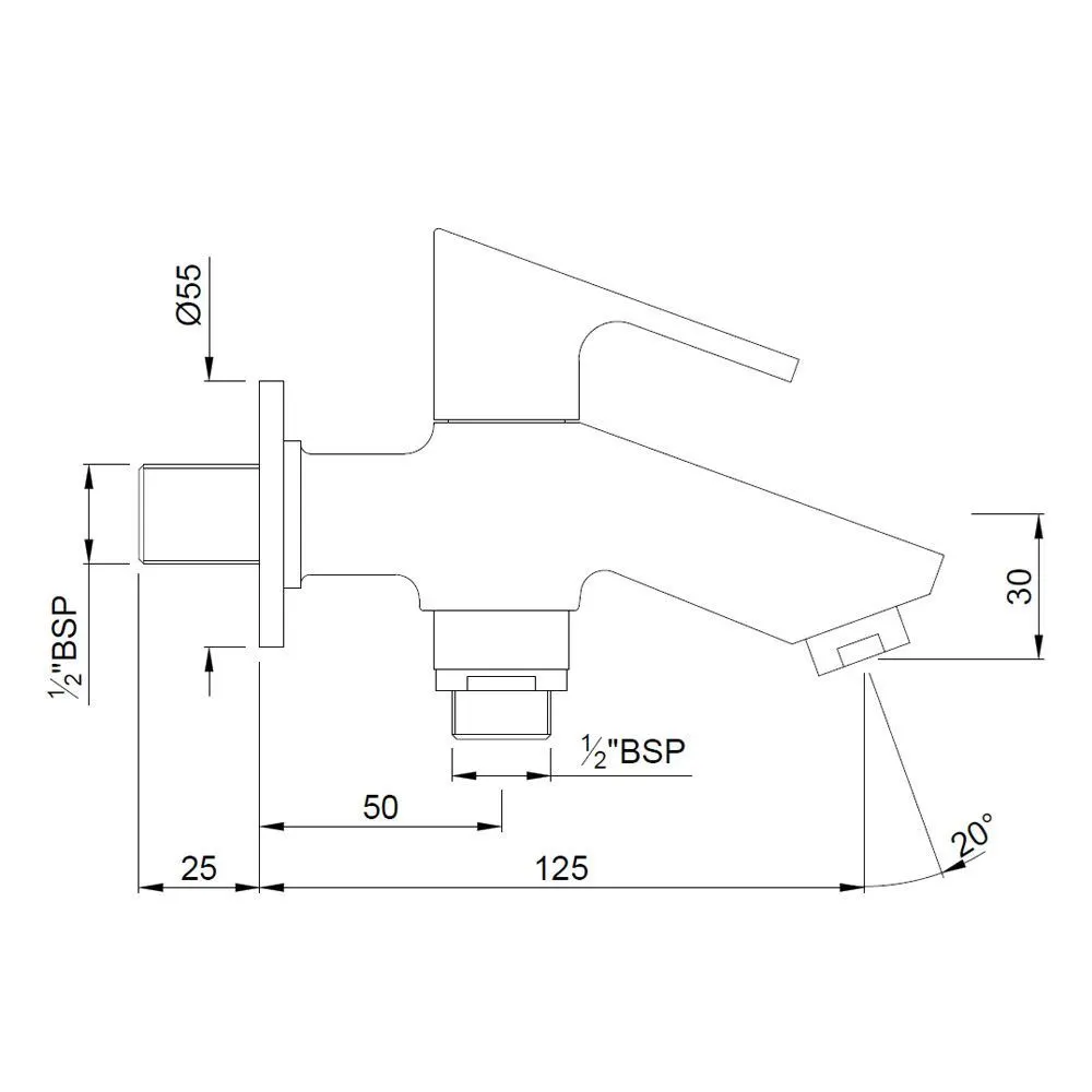 Jaquar 2 Way Bib Tap with Wall Flange Lyric series LYR-CHR-38041 Chrome - image 2