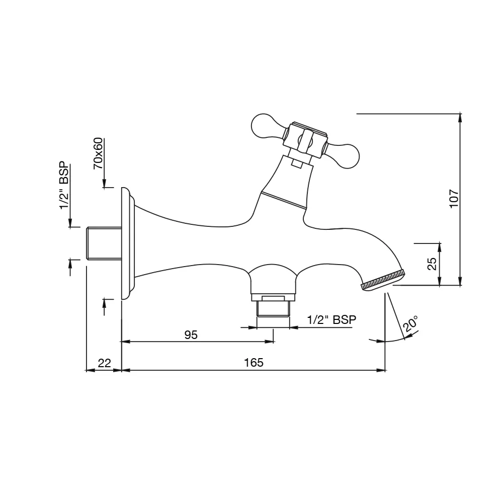 Jaquar 2 Way Bib Tap with Wall Flange Queens Prime series QQP-BCH-7041PM Black Chrome - image 2