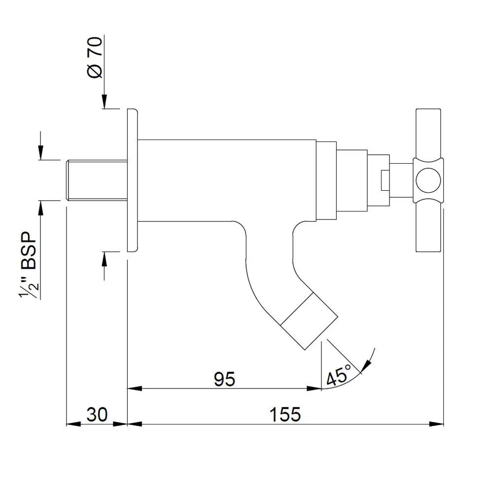 Jaquar Angular Bib Tap with Wall Flange Solo series SOL-CHR-6037 Chrome - image 2