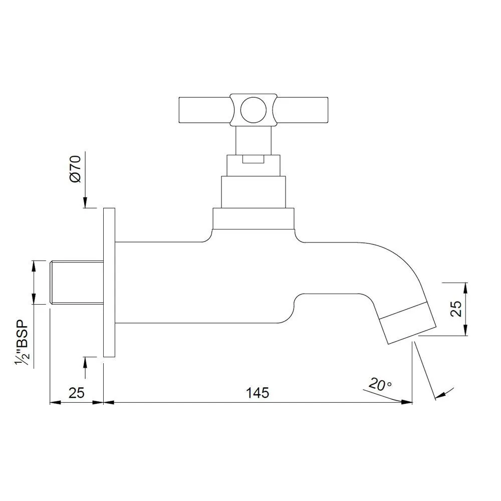 Jaquar Straight Line Bib Tap with Wall Flange Solo series SOL-CHR-6047 Chrome - image 2