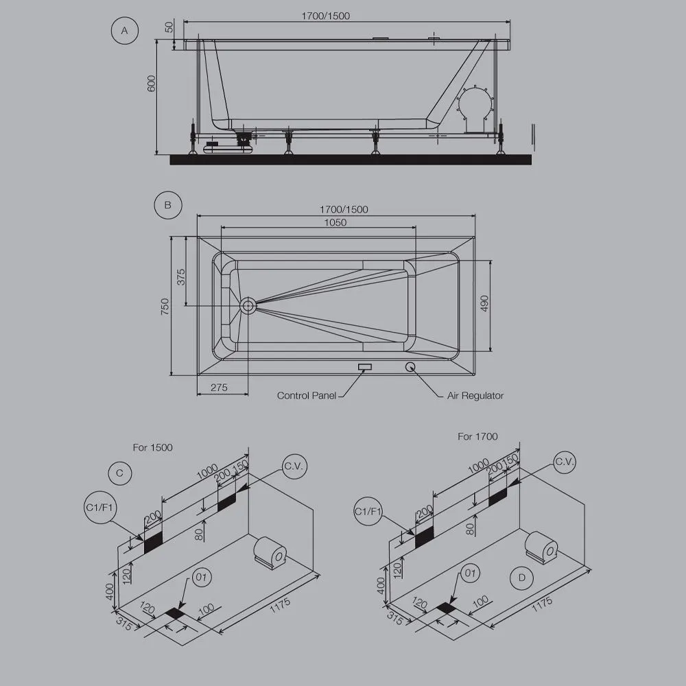 Jaquar Fonte Whirlpool & Airpool Combi Bathtub, 1500 x 750 x 420 mm JWP-WHT-FONTE150CX Standard - image 2
