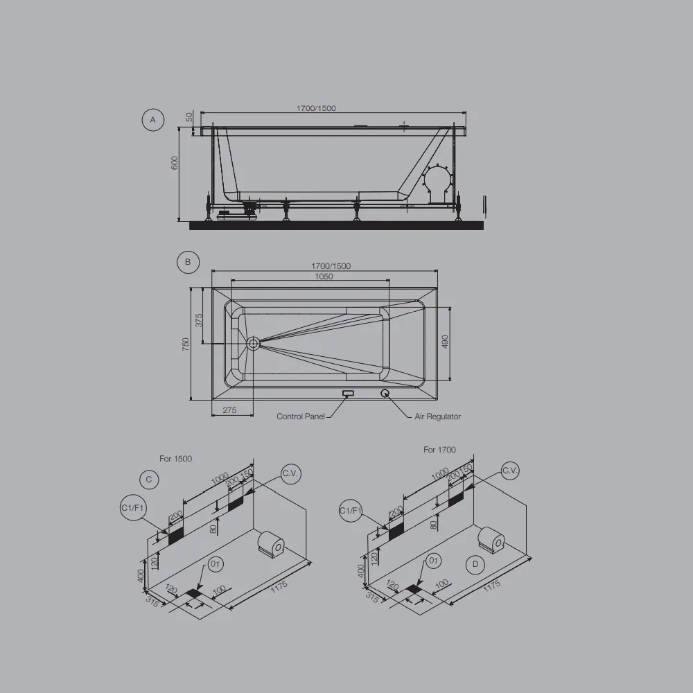 Jaquar Fonte Whirlpool Water System Bathtub, 1500 x 750 x 420 mm JWP-WHT-FONTE150WX Standard - image 2