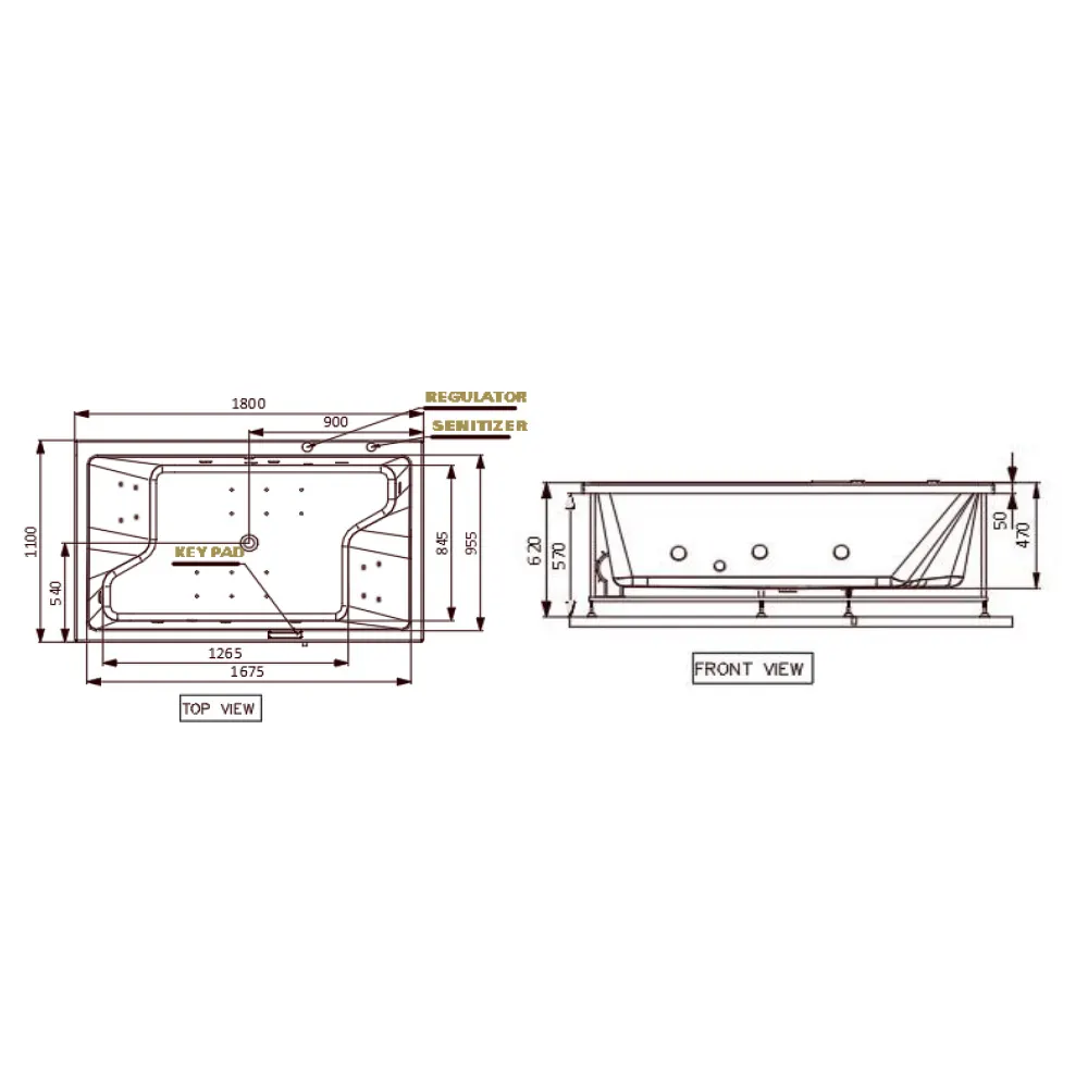 Jaquar Kubix Prime Whirlpool & Airpool Combi Bathtub with Trigiene Filtration, 1800 x 1100 x 470 mm JWP-WHT-KUBIXPM180FLTCX Standard - image 2