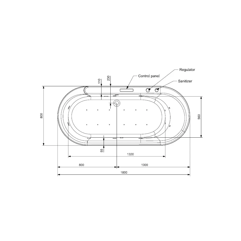 Jaquar Opal Prime Whirlpool Water System Bathtub, 1800 x 800 x 470 mm JWP-WHT-OPALPM180WX Standard - image 2