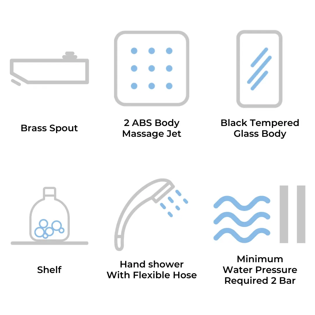 Jaquar manual 4 way shower panel SHP-BLK-G0842JAX Black Glass - image 3