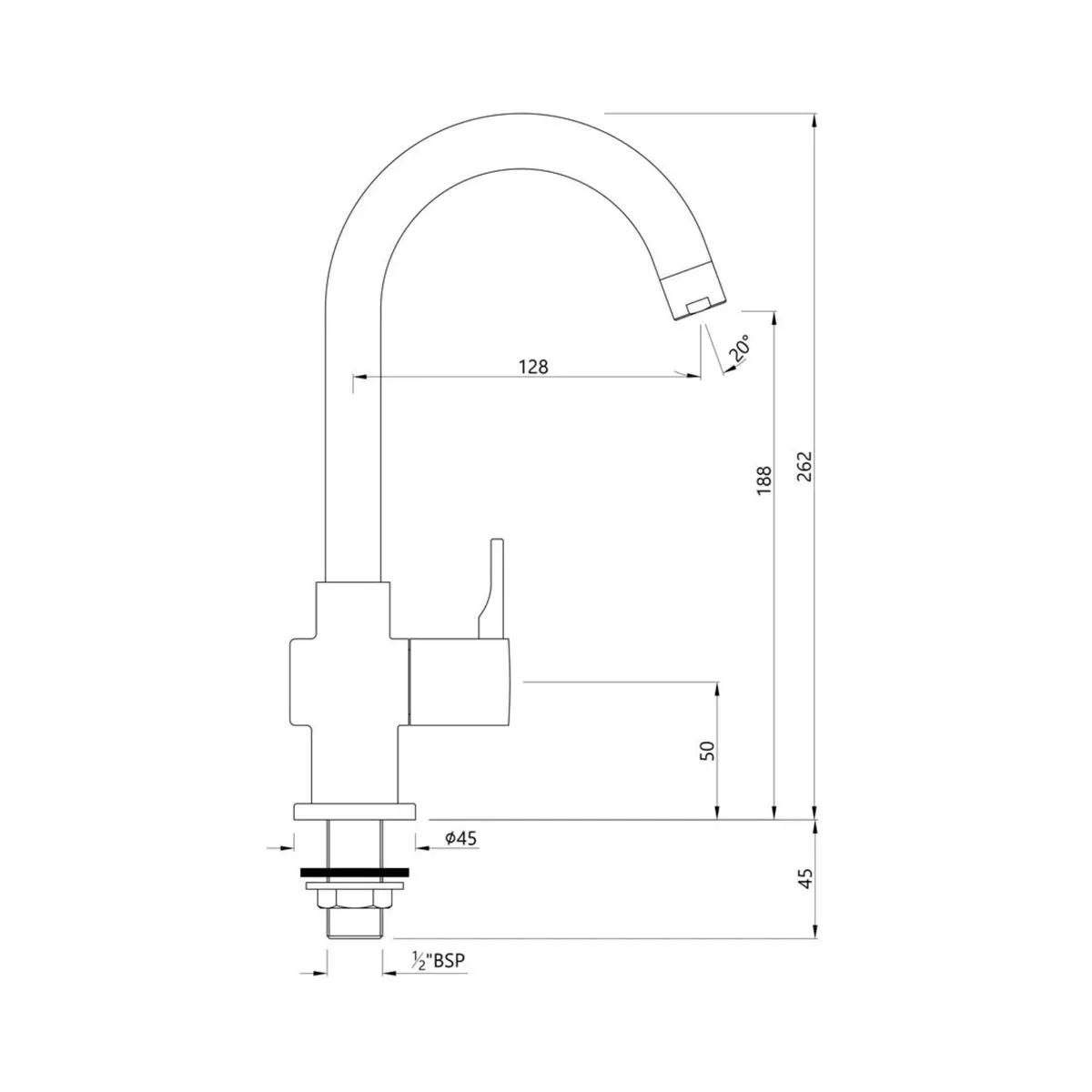Jaquar table mounted regular kitchen sink tap Florentine Prime with swinging spout in black chrome finish FLP-BCH-5357PM Standard - image 2
