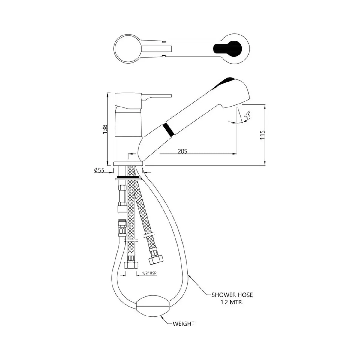 Jaquar table mounted pull-out kitchen sink mixer Florentine Prime with extractable hand shower spout in chrome finish FLR-CHR-5177BPM Standard - image 2
