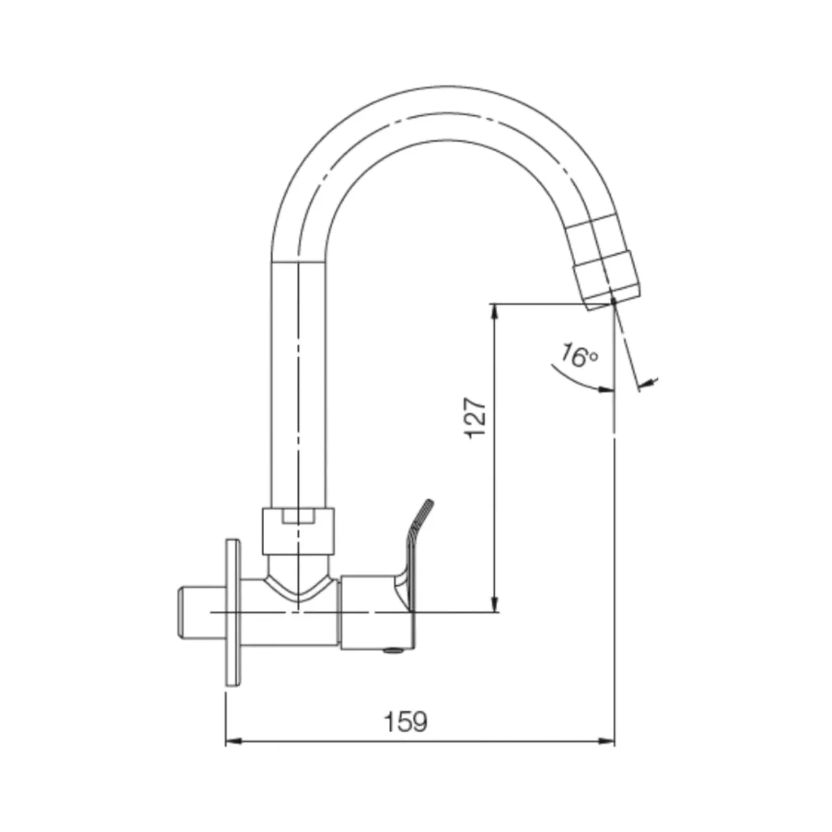 Parryware wall mounted regular kitchen sink tap alpha G2721A1 with swinging spout in chrome finish G2721A1 Standard - image 2