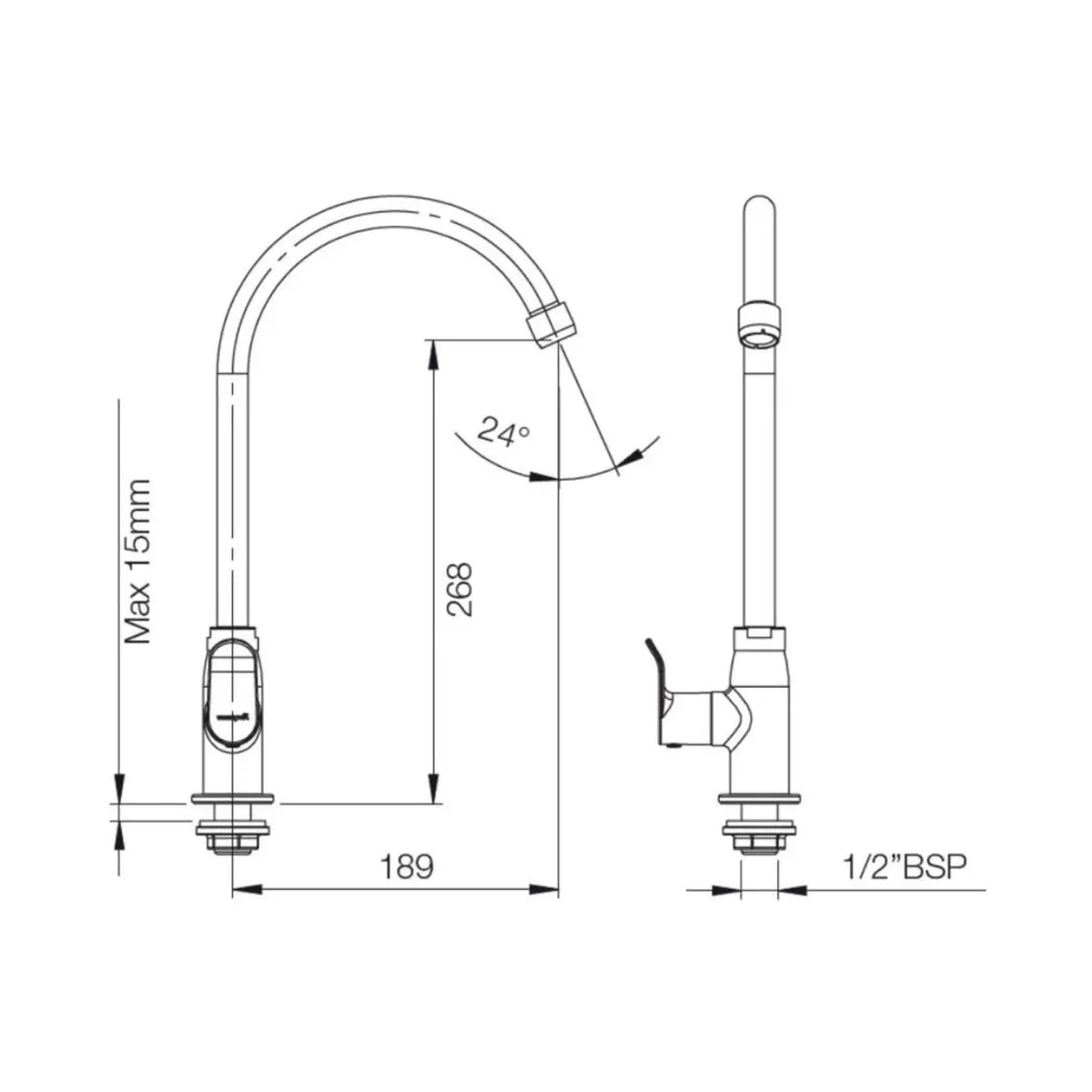 Parryware table mounted regular kitchen sink tap alpha G2738A1 with swinging spout in chrome finish G2738A1 Standard - image 2