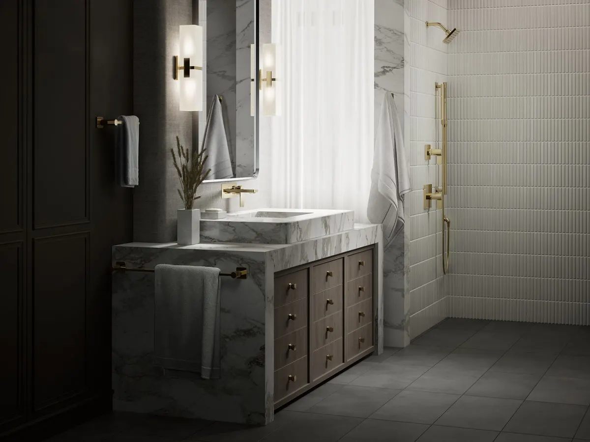 Kohler Parallel Wall Mount Basin Mixer K-23486IN-4ND-AF 23486IN-4ND-AF French Gold - image 5