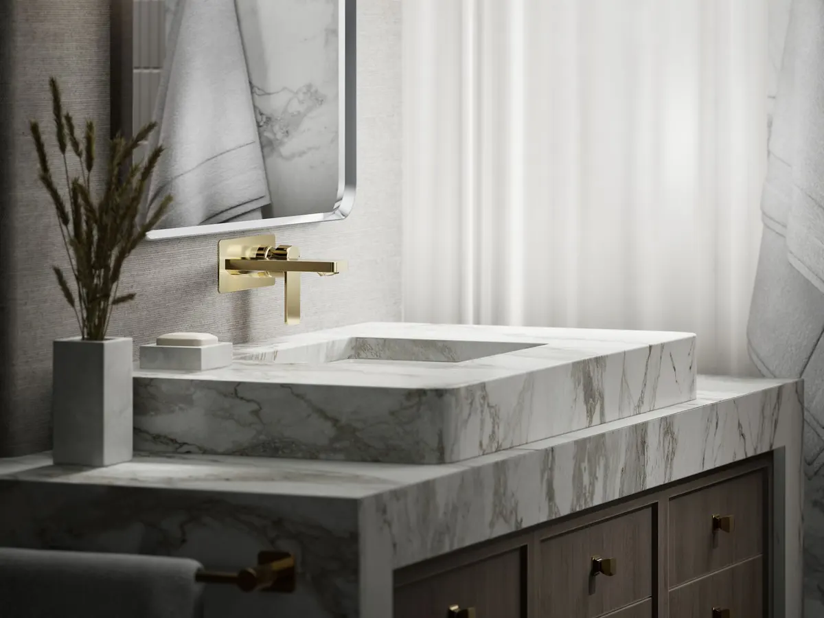 Kohler Parallel Wall Mount Basin Mixer K-23486IN-4ND-AF 23486IN-4ND-AF French Gold - image 2