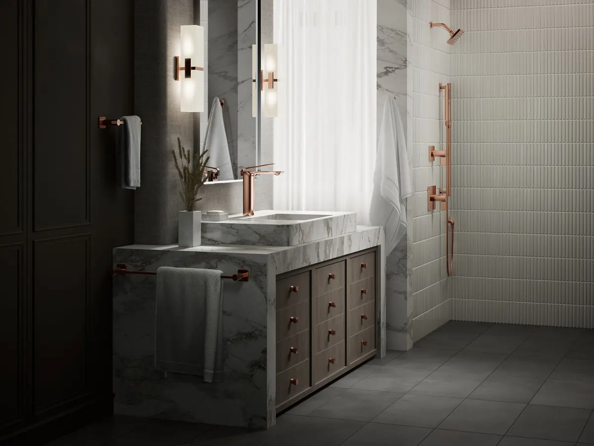 Kohler ModernLife Edge Tall Boy Deck Mount Basin Mixer K-25758IN-4ND-RGD 25758IN-4ND-RGD Rose Gold - image 2
