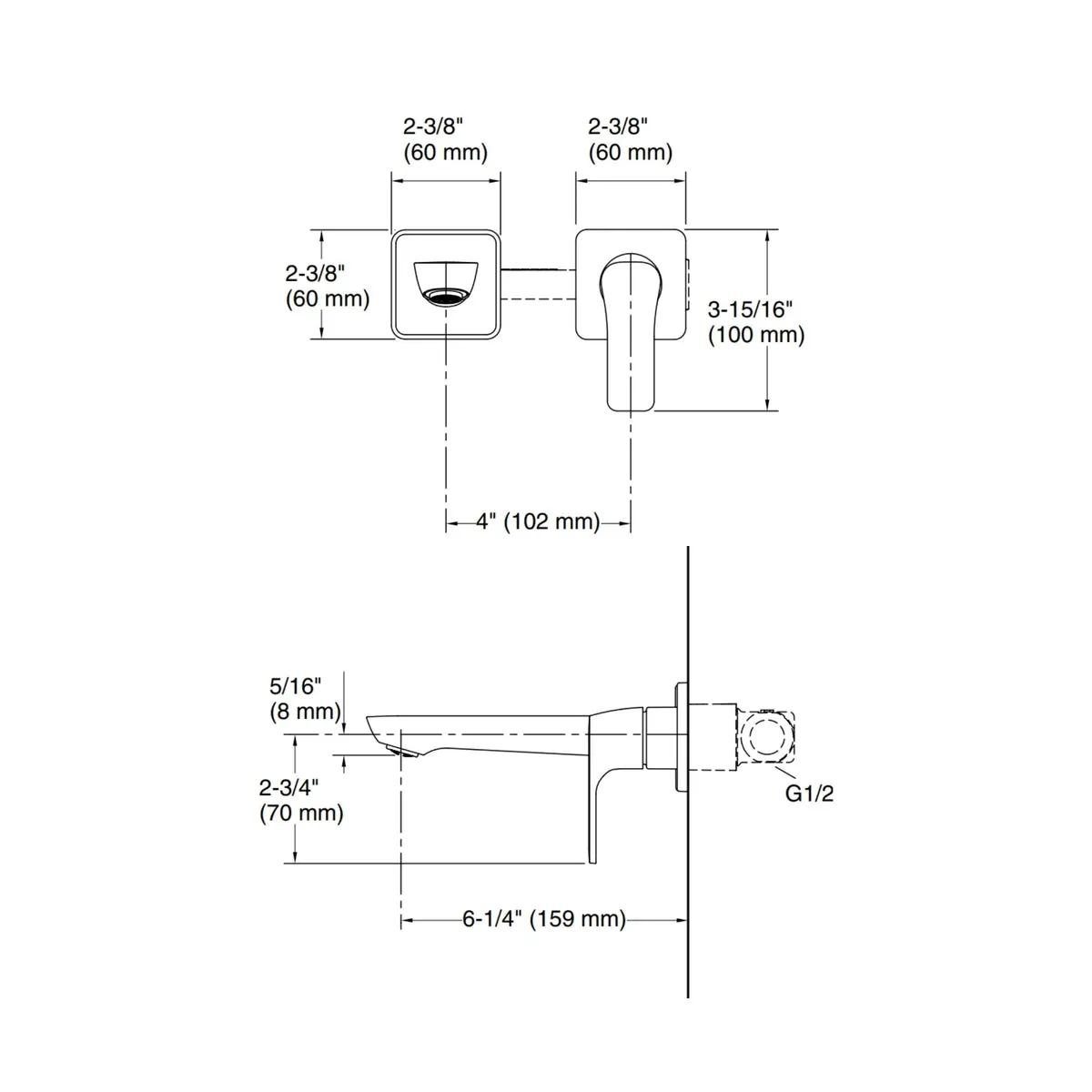 Kohler wall mounted basin mixer fore tri K-27487IN-4ND-CP 27487IN-4ND-CP Chrome - image 2