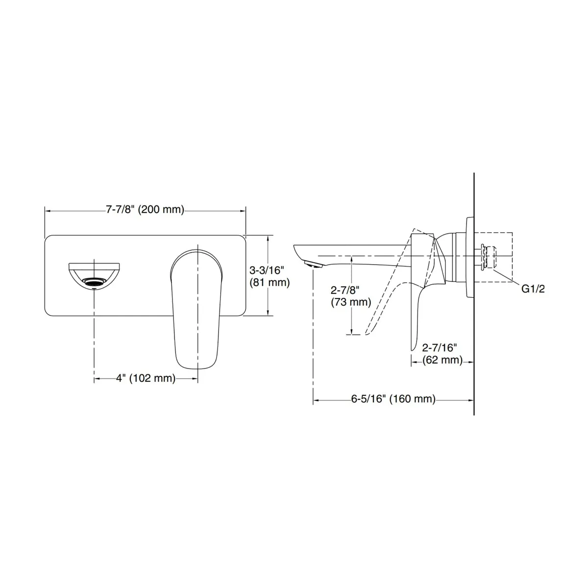 Kohler wall mounted basin mixer aleo K-5683IN-4ND-CP 5683IN-4ND-CP Chrome - image 2