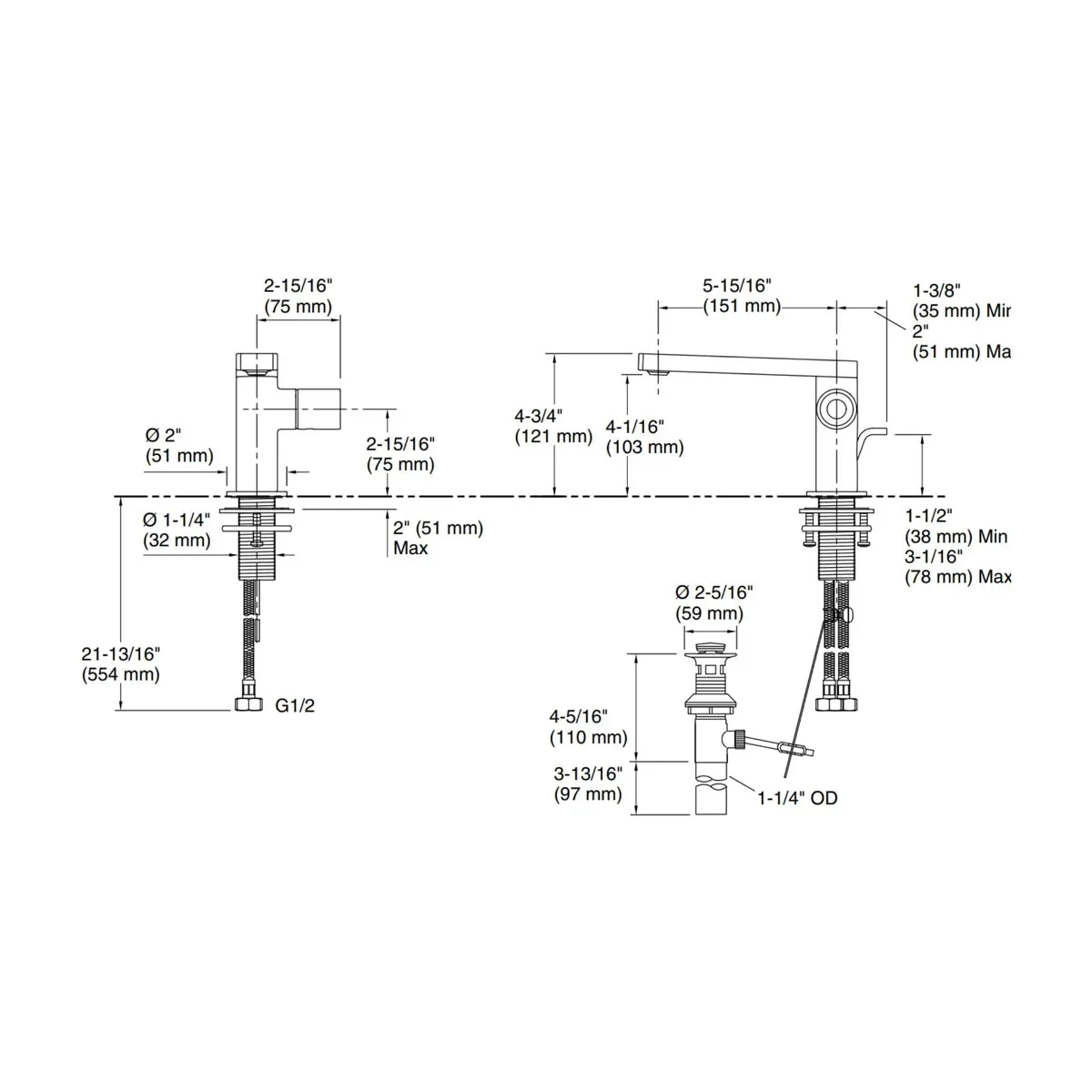 Kohler table mounted regular basin mixer composed K-73050IN-7-BRD 73050IN-7-BRD Brushed Rose Gold - image 2