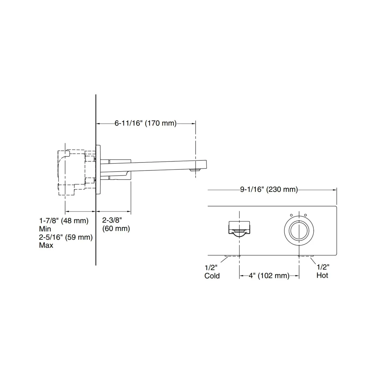 Kohler wall mounted basin mixer composed K-73061IN-4ND-CP 73061IN-4ND-CP Chrome - image 2