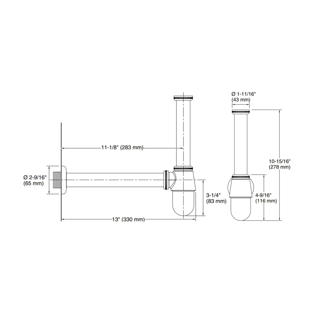 Kohler 12 inch bottle trap complementary K-7314IN-BRD 7314IN-BRD Brushed Rose Gold - image 2