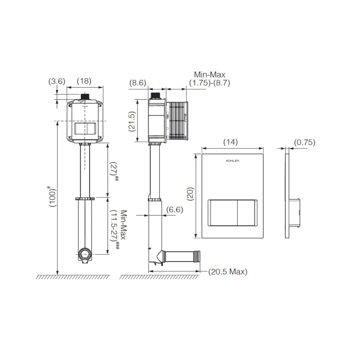 Kohler flush plate 31538IN-NA 31538IN-NA Chrome - image 2