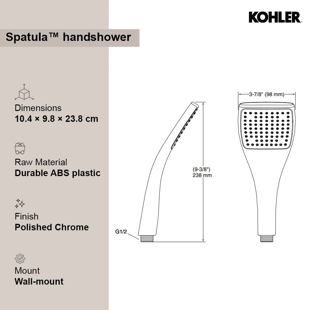 Kohler Spatula Hand Shower, Single Flow 98445IN-AF 98445IN-AF French Gold - image 6