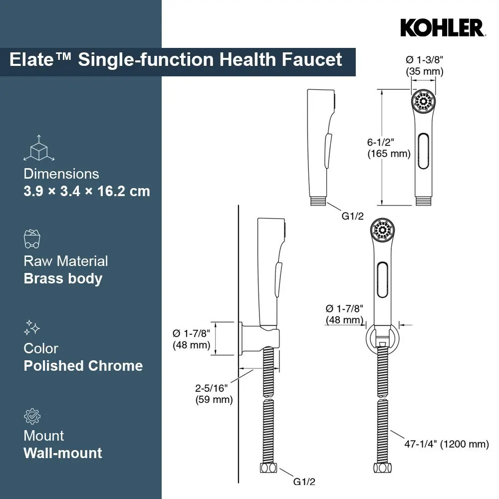 Kohler Elate Health Faucet 97258IN-CP 97258IN-CP Chrome - image 5