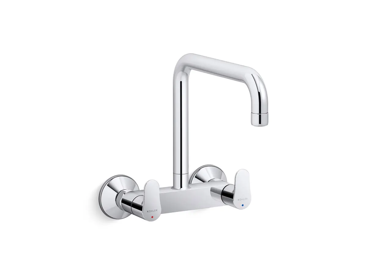 Kohler July Wall Mount Kitchen Sink Mixer, Swinging Spout K-20591IN-4-CP 20591IN-4-CP Chrome - image 1