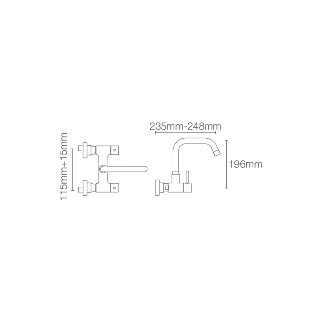 Kohler wall mounted regular kitchen sink mixer cuff K-37315IN-4-CP with swinging spout in chrome finish 37315IN-4-CP Standard - image 2