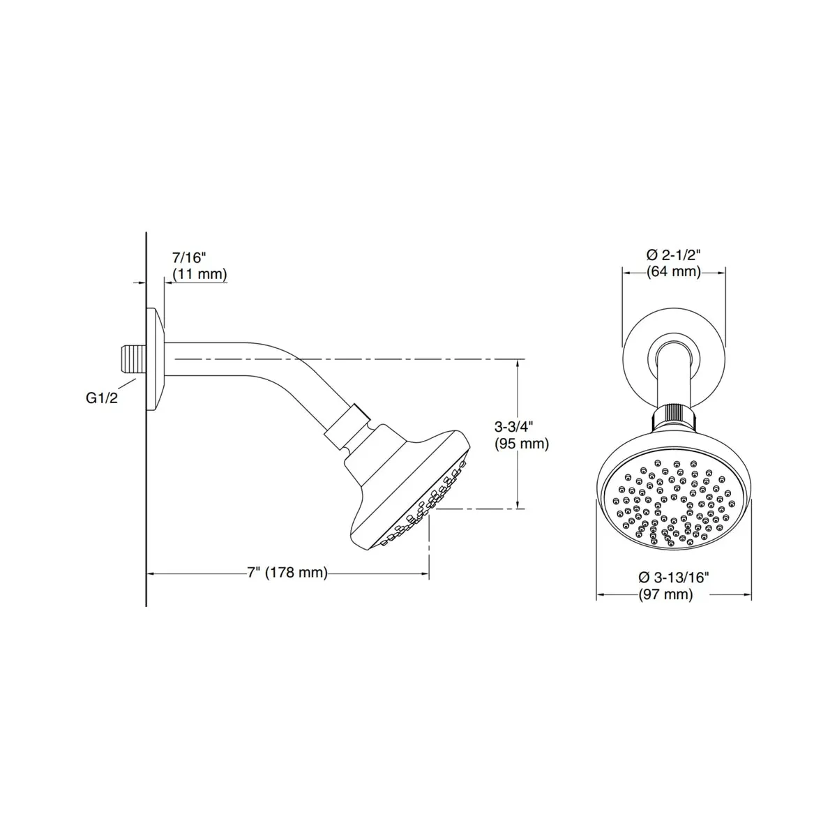 Kohler single flow overhead shower complementary 16356IN-A-CP 16356IN-A-CP Chrome - image 3