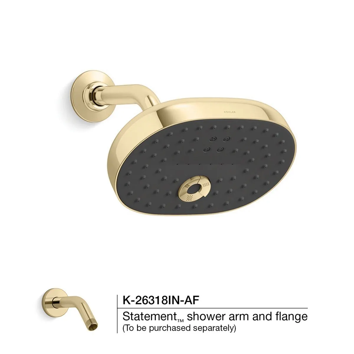 Kohler Statement Overhead Shower, Multi Flow, 26290IN-AF 26290IN-AF French Gold - image 2