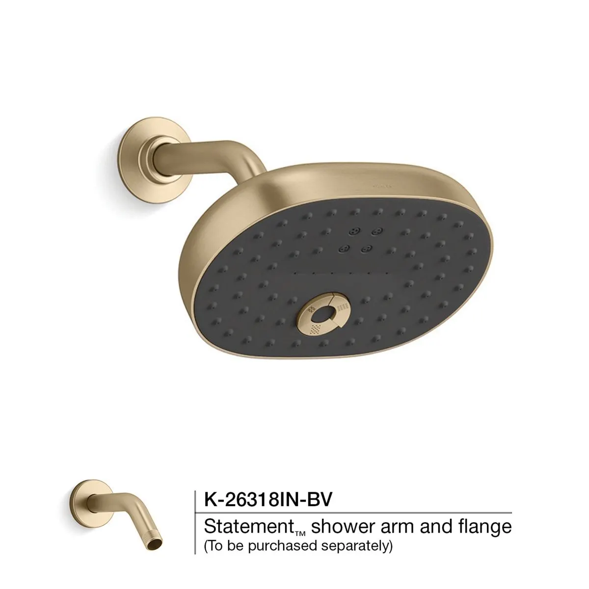 Kohler Statement Overhead Shower, Multi Flow, 26290IN-BV 26290IN-BV Brushed Bronze - image 2