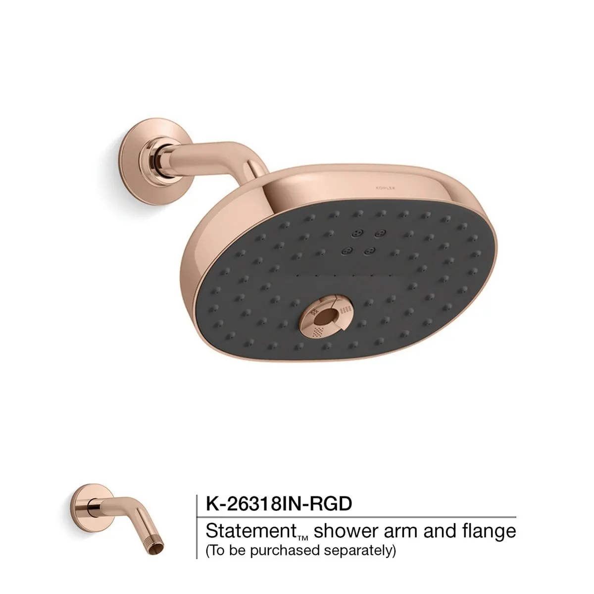 Kohler Statement Overhead Shower, Multi Flow, 26290IN-RGD 26290IN-RGD Rose Gold - image 2