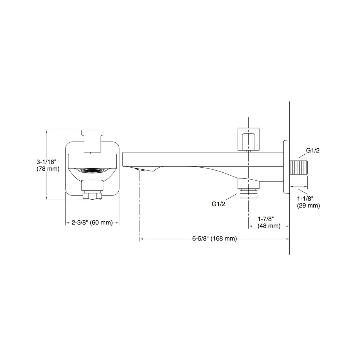 Kohler wall mounted spout parallel 23511IN-BL 23511IN-BL Black Matt - image 2