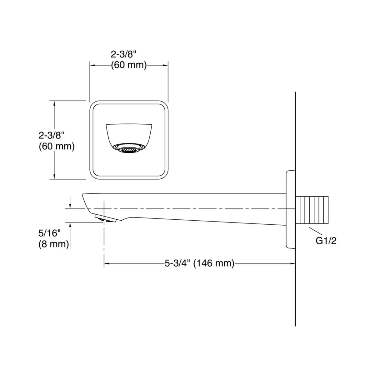 Kohler wall mounted spout fore tri 27490IN-CP 27490IN-CP Chrome - image 2