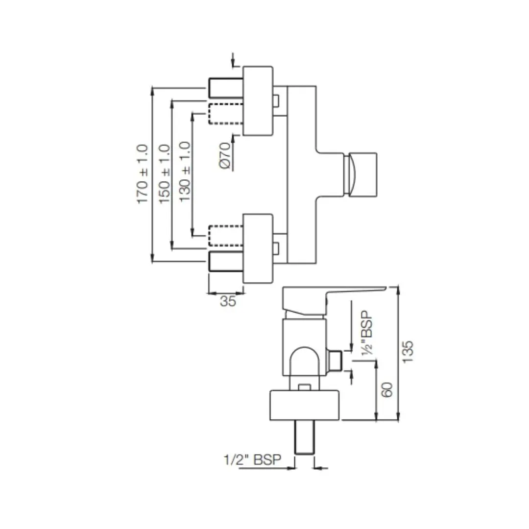 Jaquar 1 way wall mixer Kubix Prime normal flow KUP-ACR-35149PM Antique Copper - image 2