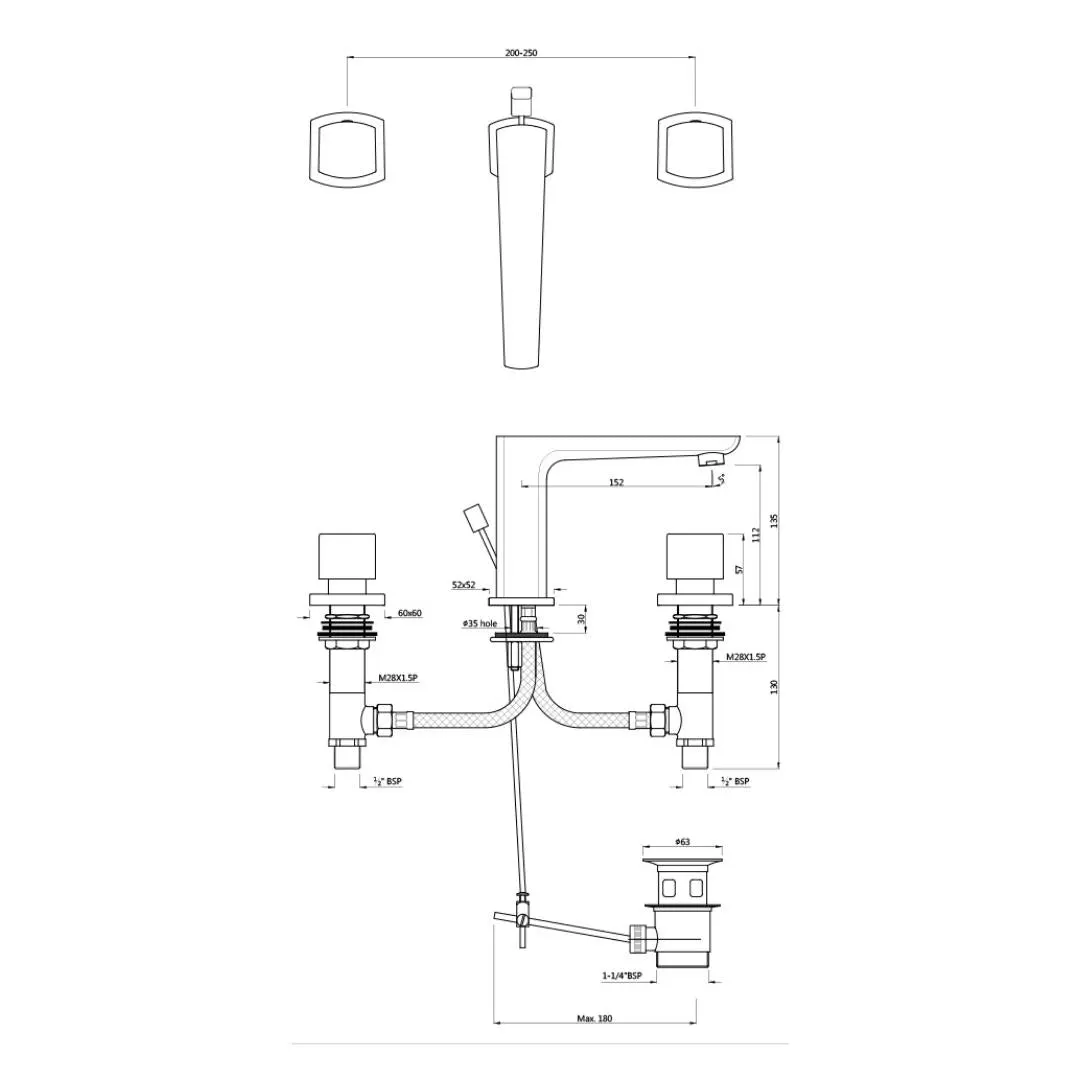 Jaquar table mounted regular basin mixer Kubix Prime KUP-BCH-35191PM Black Chrome - image 2
