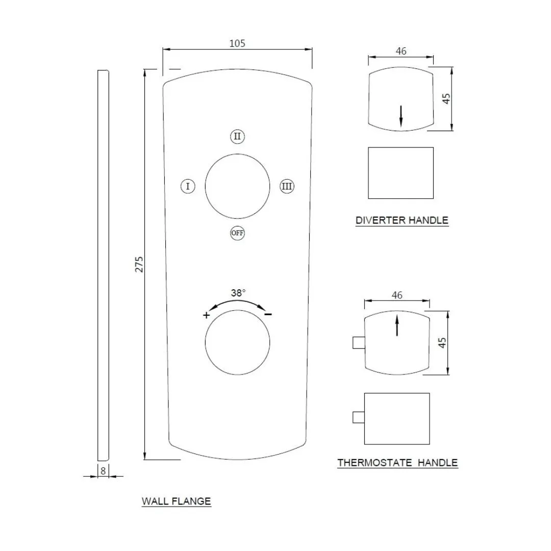 Jaquar 3 way thermostatic diverter Kubix Prime normal flow KUP-BCH-35683NKPM Black Chrome - image 2