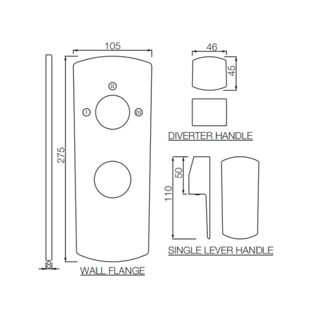 Jaquar 3 way diverter Kubix Prime normal flow KUP-BCH-35783NKPM Black Chrome - image 2