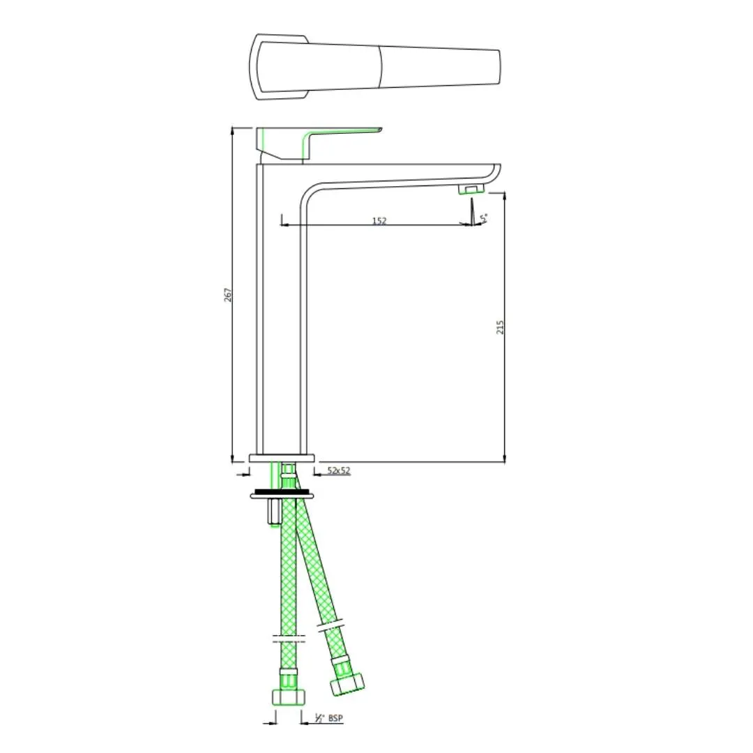 Jaquar table mounted tall boy basin mixer Kubix Prime KUP-BLM-35005BPM Black Matt - image 2