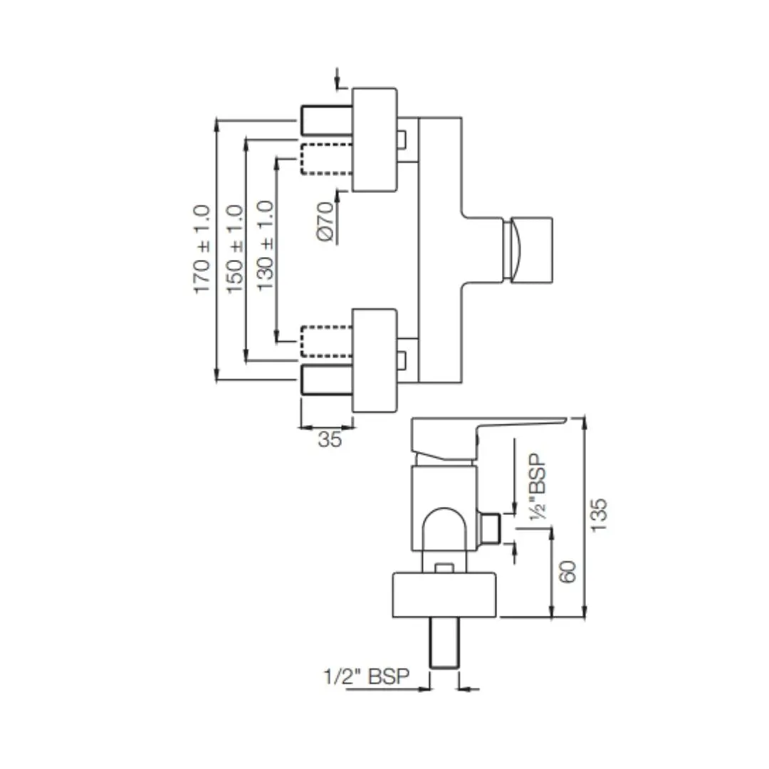 Jaquar 1 way wall mixer Kubix Prime normal flow KUP-BLM-35149PM Black Matt - image 2