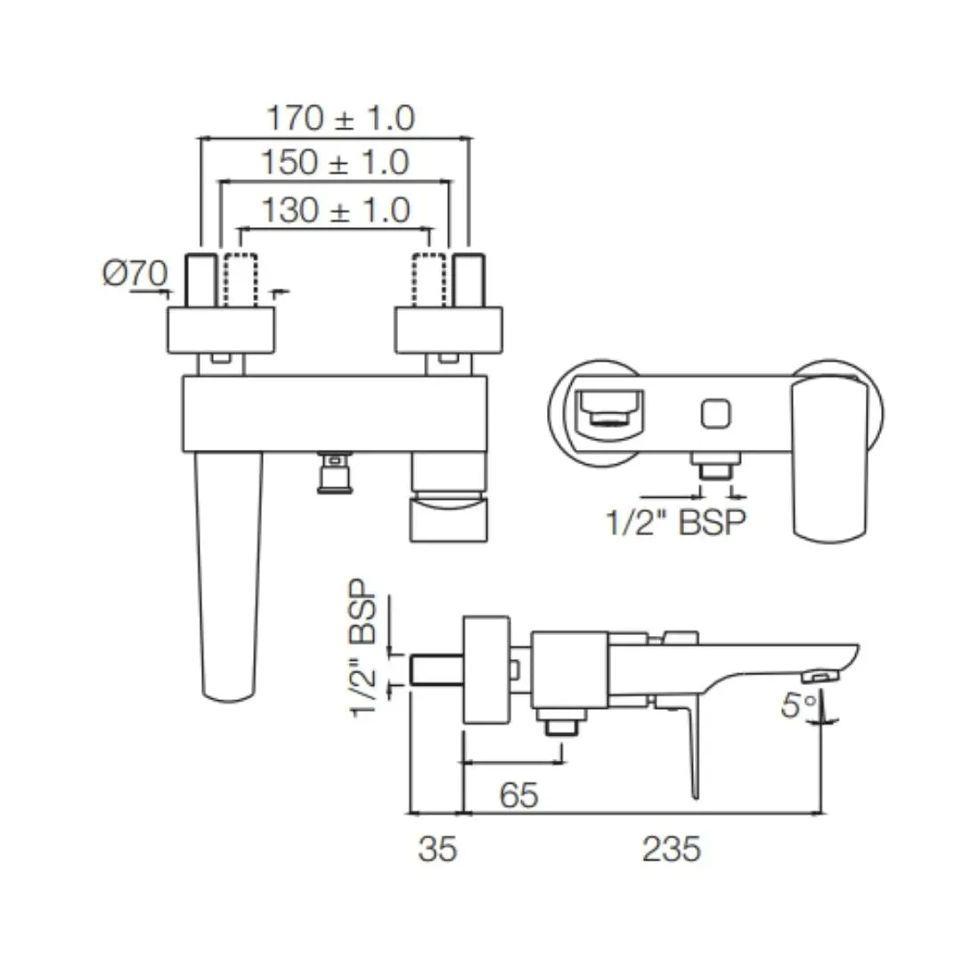 Jaquar 2 way wall mixer Kubix Prime normal flow KUP-CHR-35119PM Chrome - image 2
