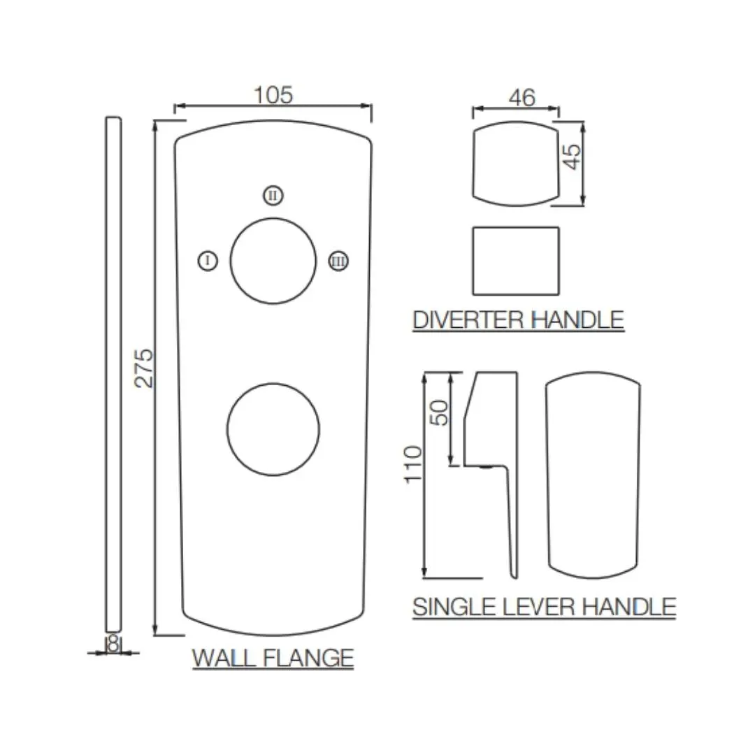 Jaquar 3 way diverter Kubix Prime normal flow KUP-CHR-35783NKPM Chrome - image 2