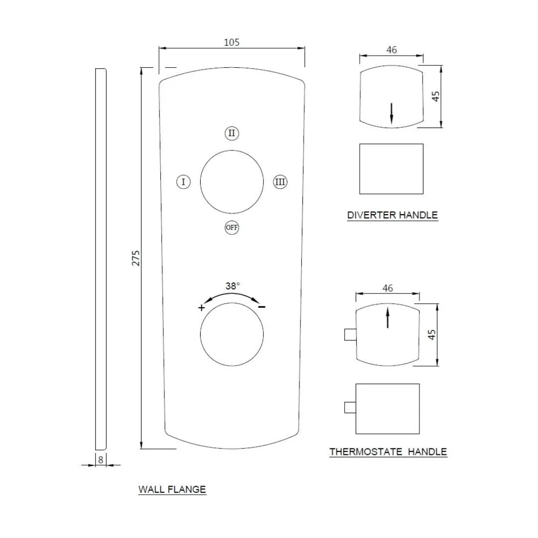 Jaquar 3 way thermostatic diverter Kubix Prime normal flow KUP-GBP-35683NKPM Gold Bright PVD - image 2