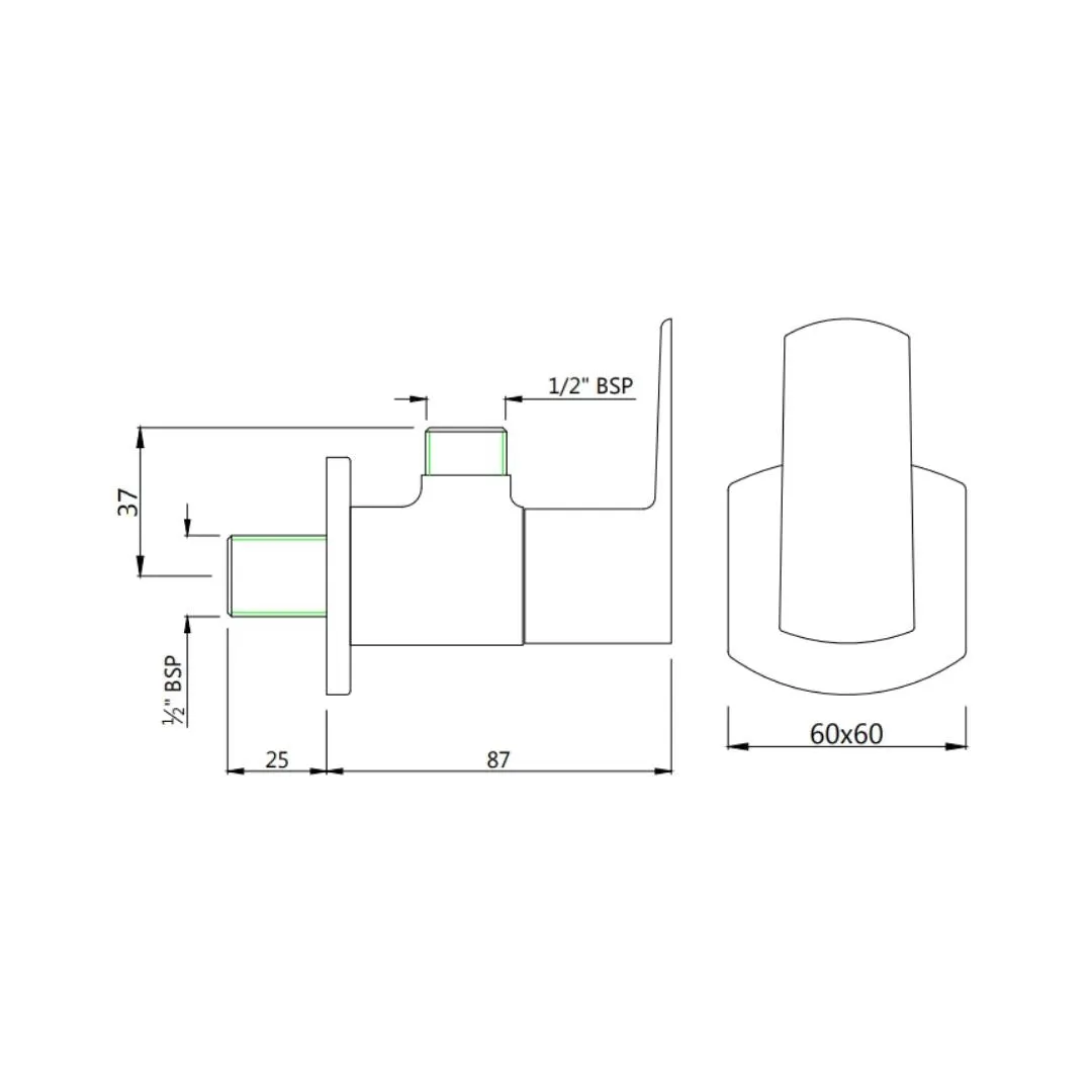Jaquar basin area angle valve Kubix Prime KUP-GRF-35053PM Graphite - image 2