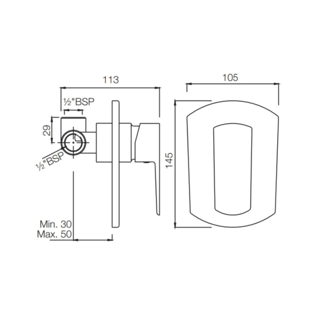 Jaquar 1 way diverter Kubix Prime normal flow KUP-GRF-35227KPM Graphite - image 2