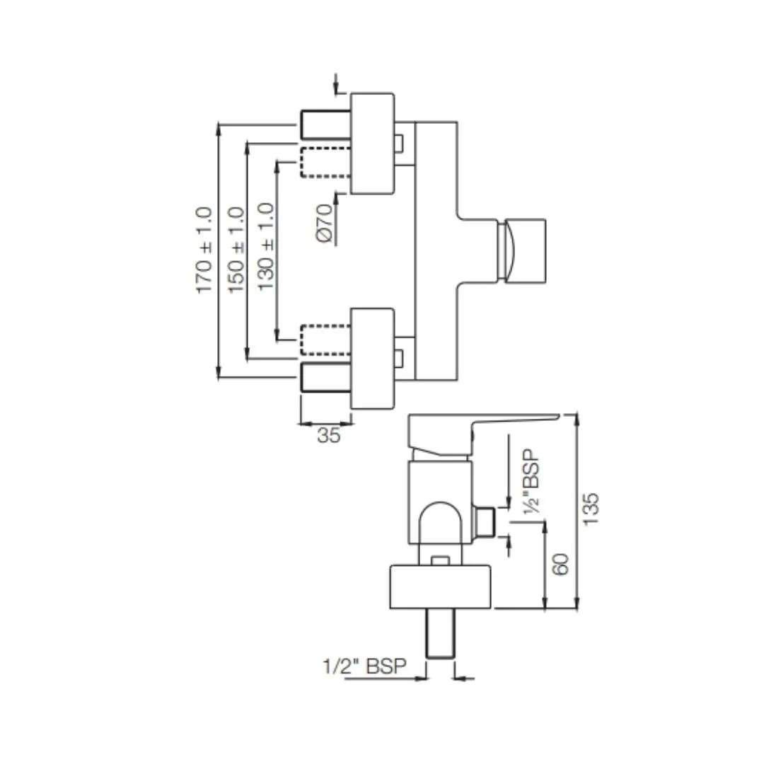 Jaquar 1 way wall mixer Kubix Prime normal flow KUP-SSF-35149PM Stainless Steel - image 2