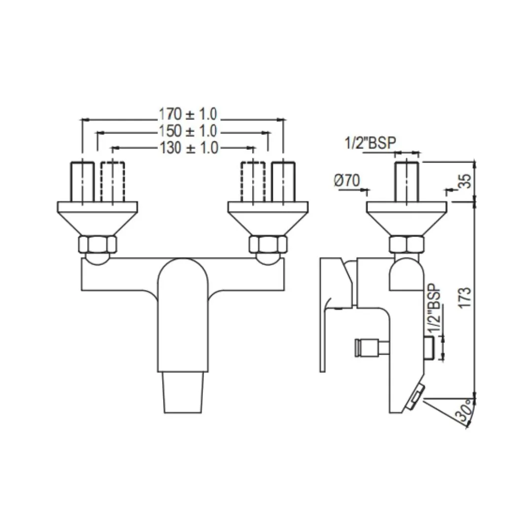 Jaquar 2 way wall mixer Lyric normal flow LYR-CHR-38119 Chrome - image 2
