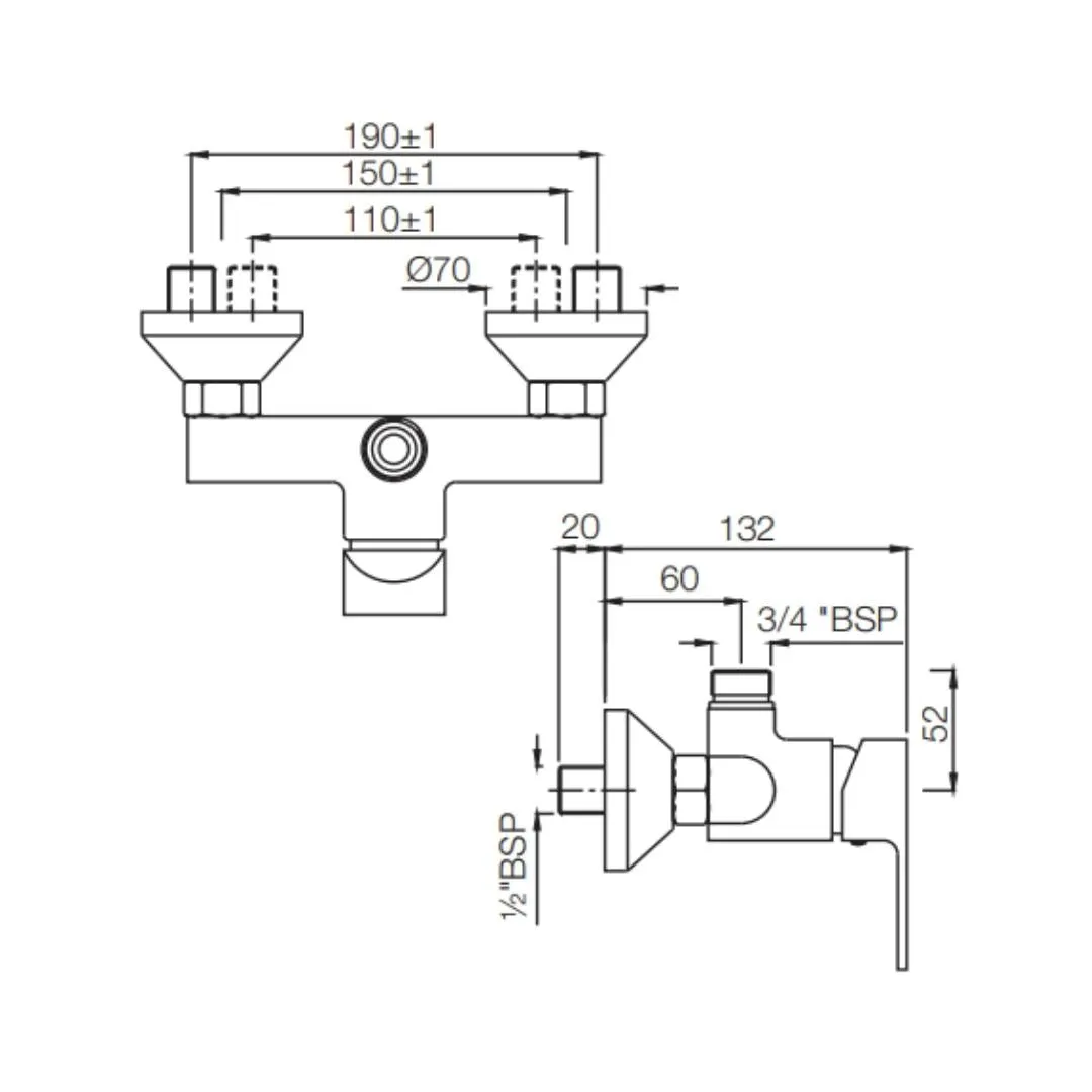 Jaquar 1 way wall mixer Lyric normal flow LYR-CHR-38147 Chrome - image 2