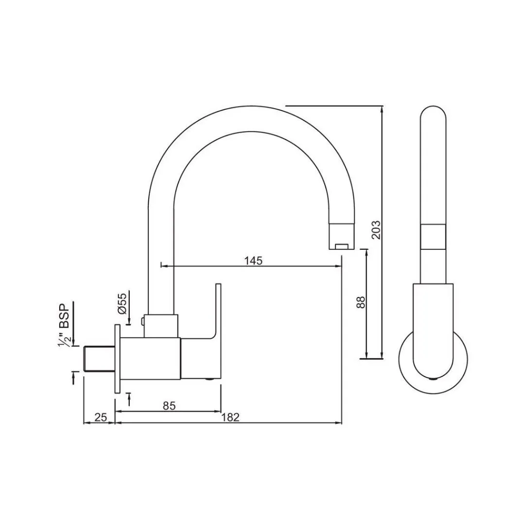 Jaquar wall mounted regular kitchen sink tap Lyric LYR-38347S with swinging spout in chrome finish LYR-38347S Standard - image 2