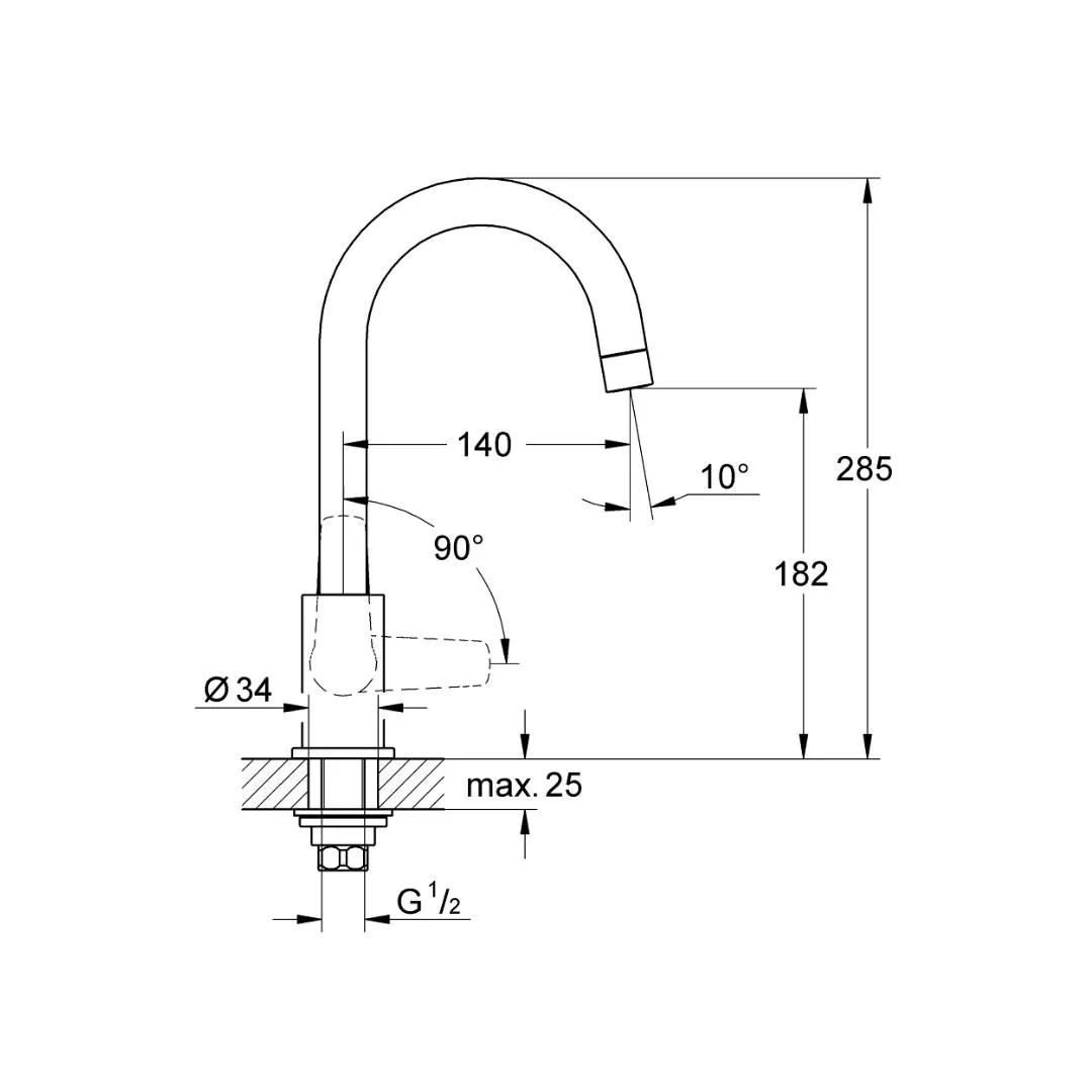 Grohe table mounted regular kitchen sink tap bauflow 31220000 with swinging spout in chrome finish 31220000 Standard - image 2